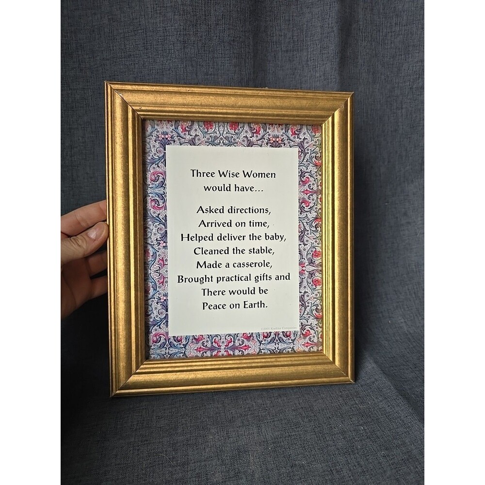 2001 Framed Handcrafted Holiday Decor Wood Sign THE THREE WISE WOMEN WOULD HAVE